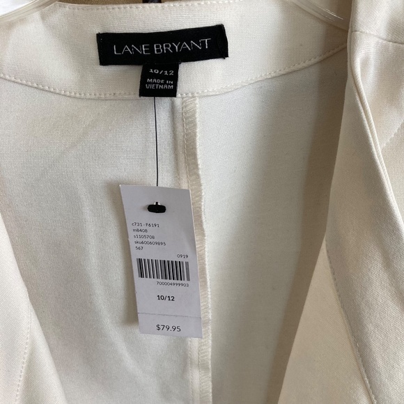 NWT Lane Bryant Long Blazer, Draped Lapels, white, size 10/12 - Picture 12 of 16